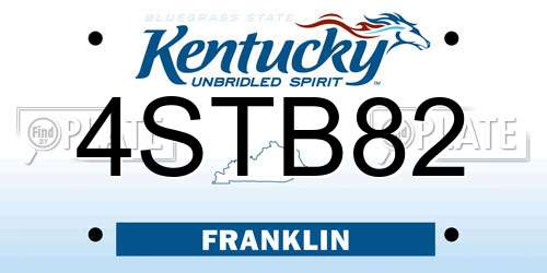 4STB82 Kentucky License Plate