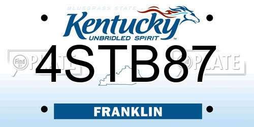 4STB87 Kentucky License Plate