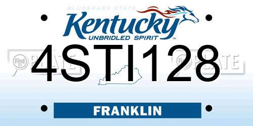 4STI128 Kentucky License Plate