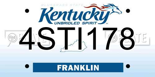 4STI178 Kentucky License Plate