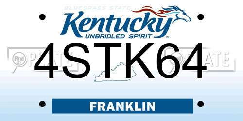 4STK64 Kentucky License Plate