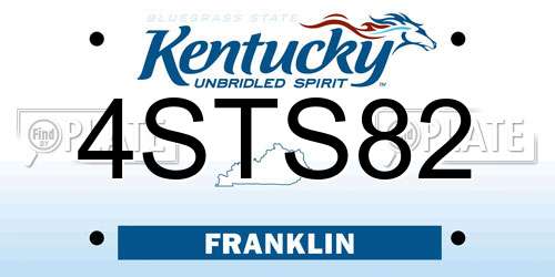 4STS82 Kentucky License Plate
