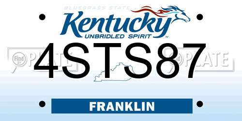 4STS87 Kentucky License Plate