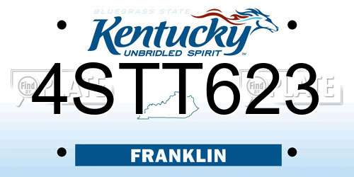 4STT623 Kentucky License Plate