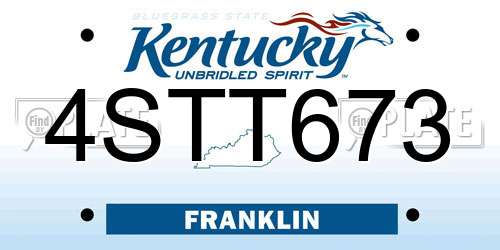 4STT673 Kentucky License Plate