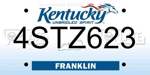4STZ623 Kentucky License Plate