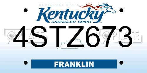 4STZ673 Kentucky License Plate