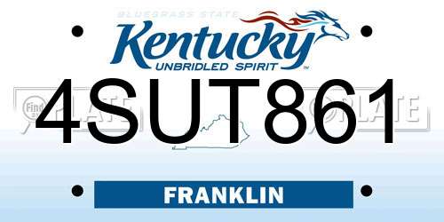 4SUT861 Kentucky License Plate