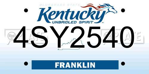 4SY2540 Kentucky License Plate
