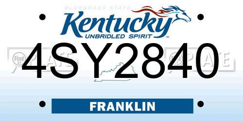 4SY2840 Kentucky License Plate