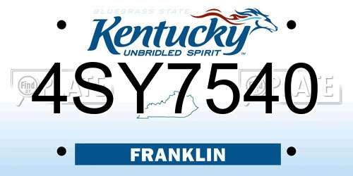 4SY7540 Kentucky License Plate