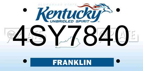 4SY7840 Kentucky License Plate
