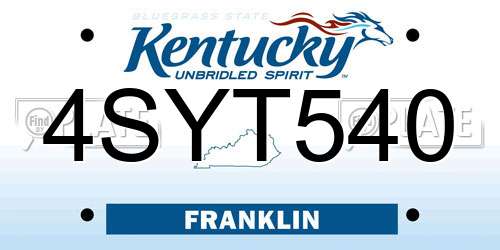 4SYT540 Kentucky License Plate