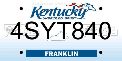 4SYT840 Kentucky License Plate