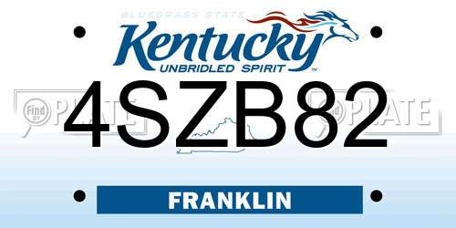 4SZB82 Kentucky License Plate