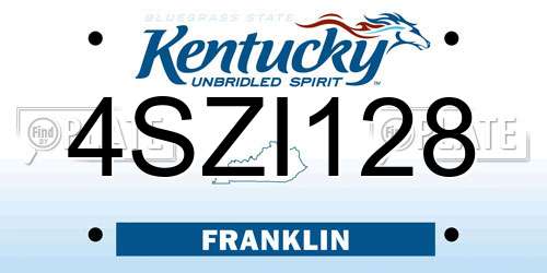 4SZI128 Kentucky License Plate