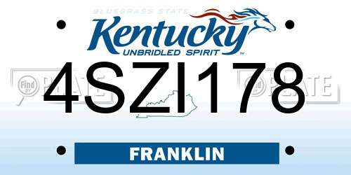 4SZI178 Kentucky License Plate
