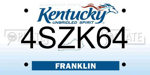 4SZK64 Kentucky License Plate