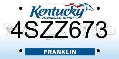 4SZZ673 Kentucky License Plate