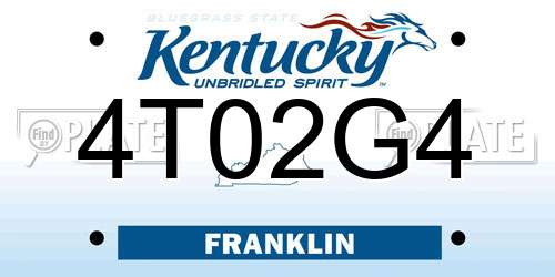4T02G4 Kentucky License Plate