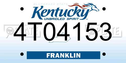 4T04153 Kentucky License Plate