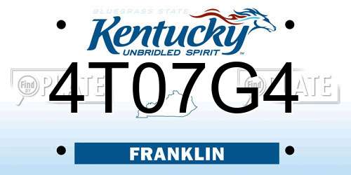 4T07G4 Kentucky License Plate