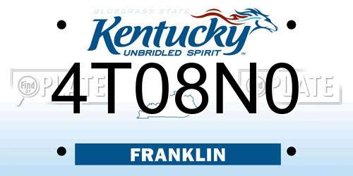 4T08N0 Kentucky License Plate