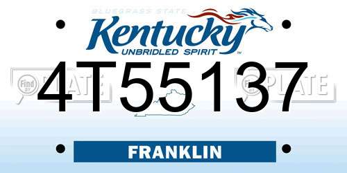 4T55137 Kentucky License Plate