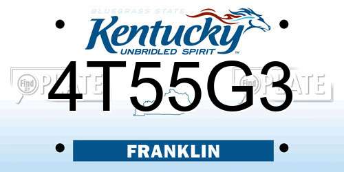 4T55G3 Kentucky License Plate