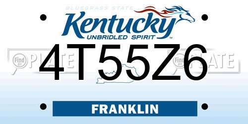 4T55Z6 Kentucky License Plate