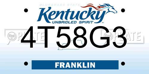 4T58G3 Kentucky License Plate