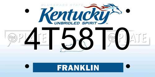4T58T0 Kentucky License Plate