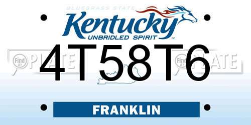 4T58T6 Kentucky License Plate