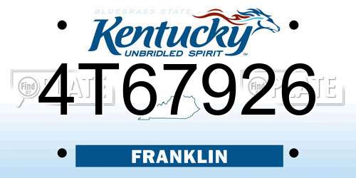 4T67926 Kentucky License Plate