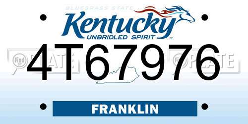 4T67976 Kentucky License Plate