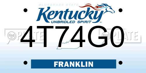 4T74G0 Kentucky License Plate