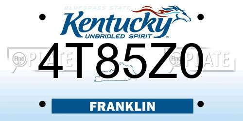 4T85Z0 Kentucky License Plate