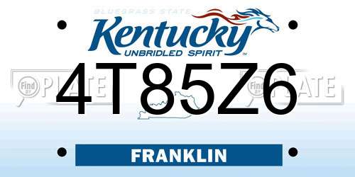4T85Z6 Kentucky License Plate