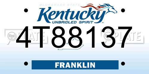 4T88137 Kentucky License Plate