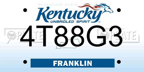 4T88G3 Kentucky License Plate