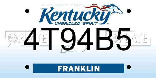 4T94B5 Kentucky License Plate