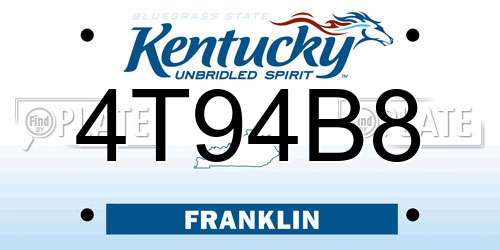 4T94B8 Kentucky License Plate