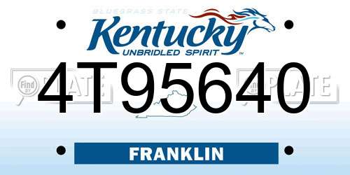 4T95640 Kentucky License Plate