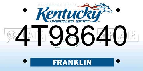 4T98640 Kentucky License Plate