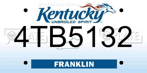 4TB5132 Kentucky License Plate