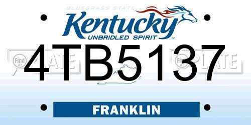 4TB5137 Kentucky License Plate