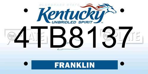 4TB8137 Kentucky License Plate