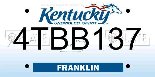 4TBB137 Kentucky License Plate