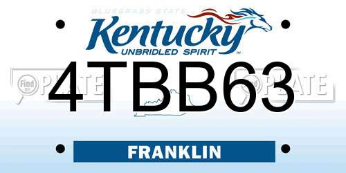 4TBB63 Kentucky License Plate