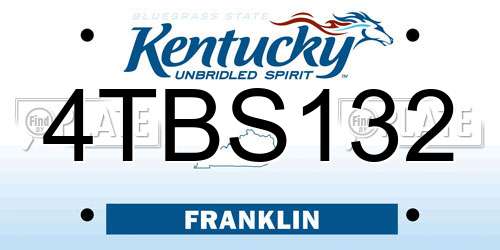 4TBS132 Kentucky License Plate